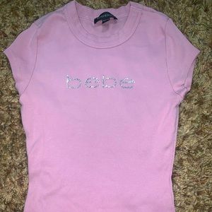 Vintage BEBE lilac pink/purple shirt with diamond crystal detailing - medium